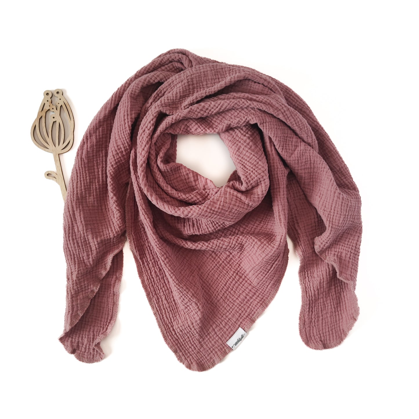 Musselin-Dreieckstuch "Blüte" in Rosentau