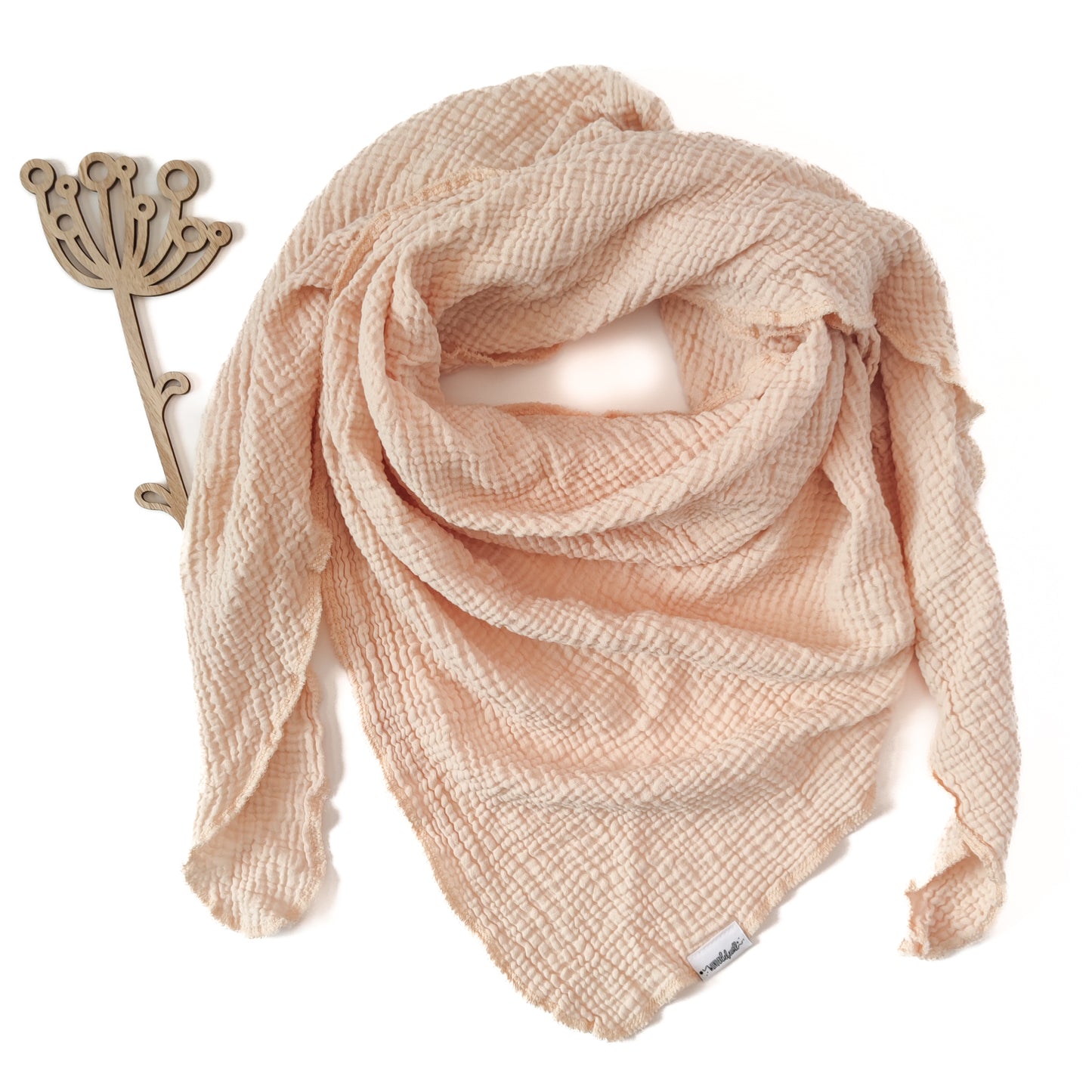 Musselin-Dreieckstuch "Blüte" in Sandlicht