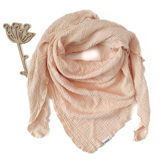 Musselin-Dreieckstuch "Blüte" in Sandlicht