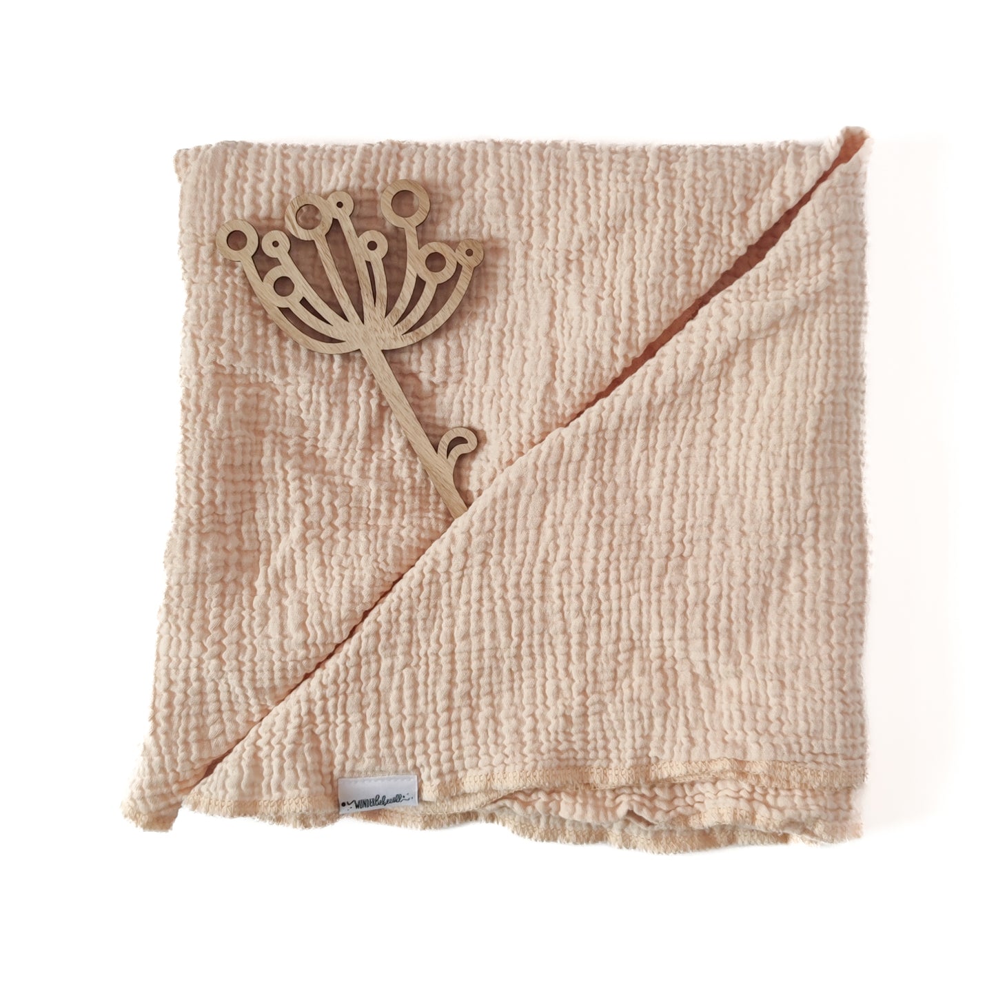 Musselin-Dreieckstuch "Blüte" in Sandlicht